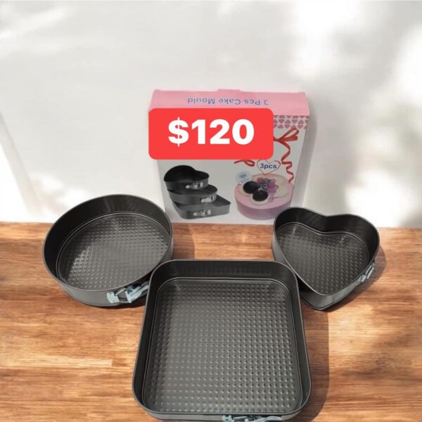 set de 3 moldes antiadherente desmontable pastel